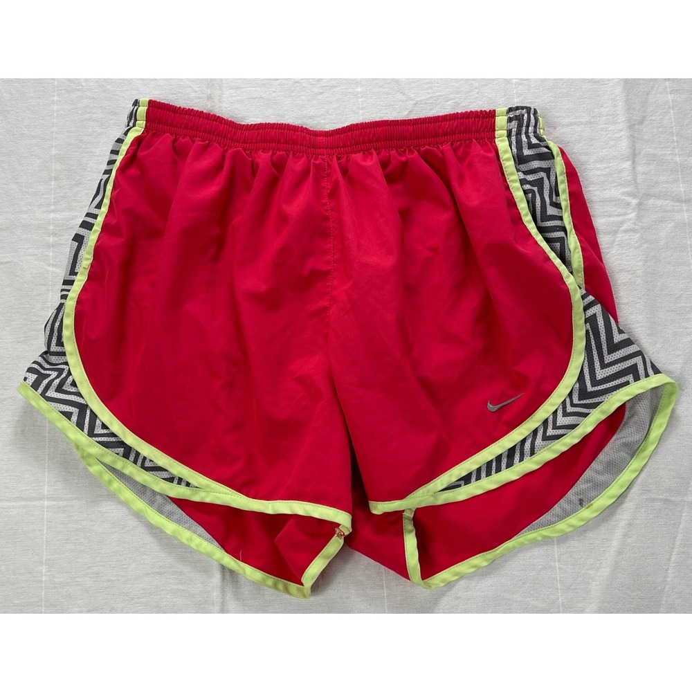 Nike Dri-FIT Womens L Red Chevron Running Shorts Athletic Gym